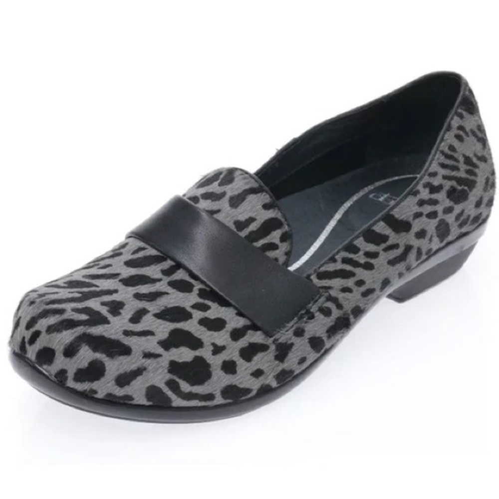 DANSKO Oksana 39 grey calf hair leopard clog